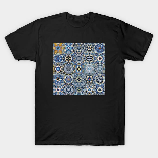 Blue Gold Snowflake Stars T-Shirt by ImaginativeDesigns